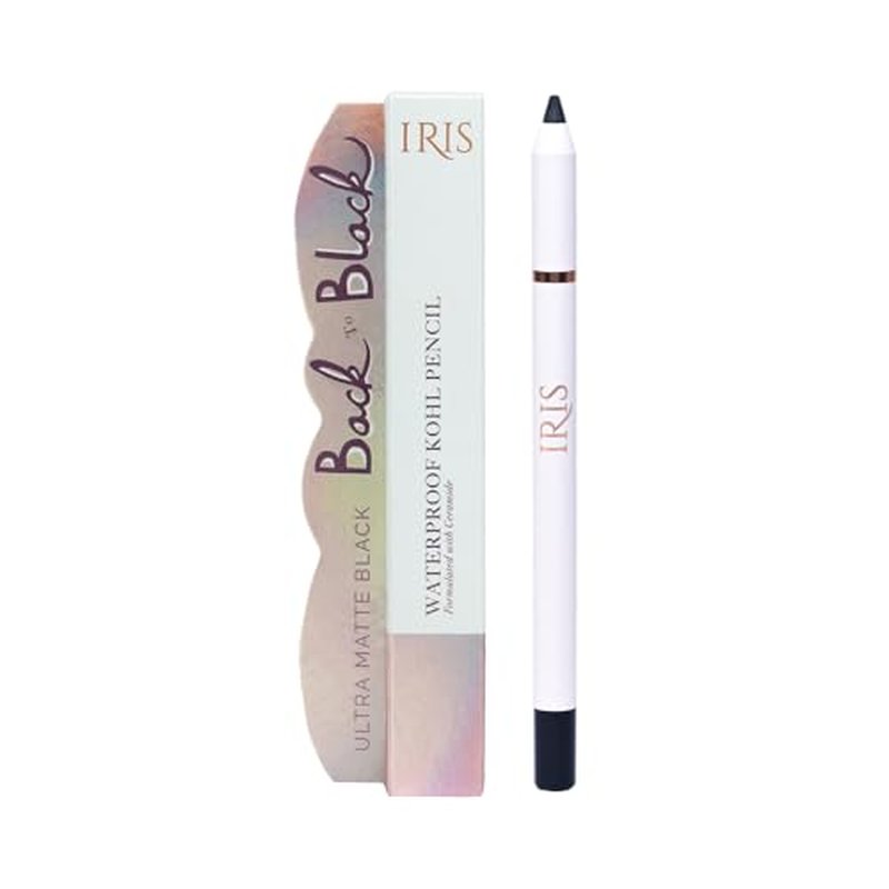 IRIS Waterproof Kajal & Kohl Pencil | Ultra Black, 24-Hour Matte Finish | Smudge-Proof, Vegan, Cruelty-Free | Ceramide-Infused to Lock in Moisture | 1.2 mL (Kajal)