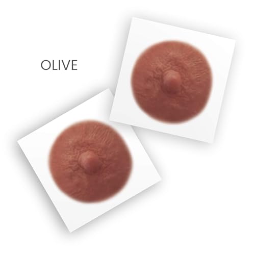 Temporary Areola Nipple Tattoos - Realistic Flat 3D Look for Mastectomy Recovery - Olive / Medium (Pack of 10)