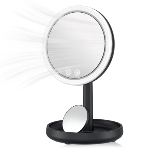 Black Lighted Makeup Mirror with Magnification & Cooling Fan - Conair CoolGlow