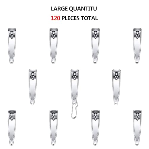 120 Pack Stainless Steel Nail Clippers Set with Carry Chain