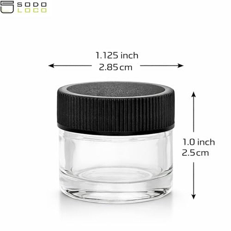 (200 Pack) 5ml Thick Glass Jars with Black Lids - Airtight Containers for Oil, Lip Balm, Wax, Cosmetics - Mini Refillable Jars Great for Travel, Samples, & More