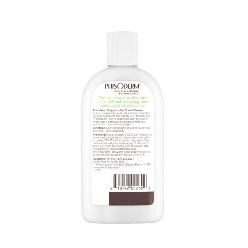 Phisoderm Fragrance Free Cream Cleanser For Sensitive Skin 6 oz (Pack of 4)