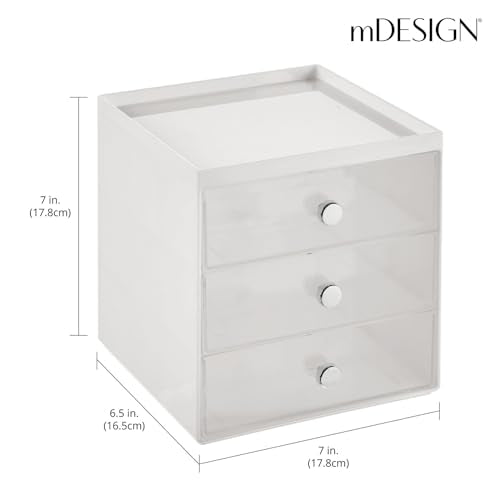Large Stackable Makeup Organizer with 3 Drawers - Light Gray/Clear