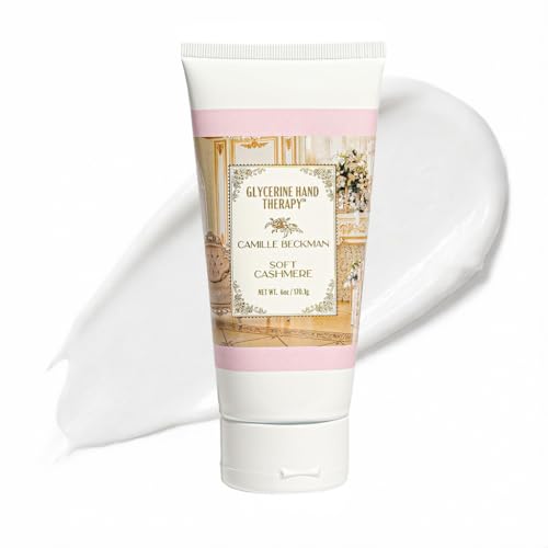 Camille Beckman Glycerine Hand Therapy Cream, Soft Cashmere, Ultra Moisturizing Hand Cream for Dry, Cracked Hands, Non-Greasy, Paraben-Free, Made in USA, 6 Ounce