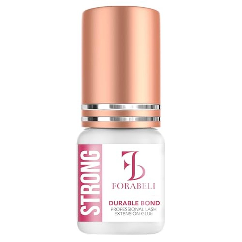 Forabeli Strong Eyelash Extension Glue | Volume Lash Adhesive | 2-3 Second Drying Time | 6 Weeks Retention | for Volume & Classic Lashes | Black, 5ml
