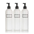 Silkscreened 16 oz Shower Bottle Set with Black Pumps – Refillable & Reusable for Shampoo & Body Wash
