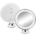 Navaris LED Magnifying Mirror with Lights - Powerful 10x Magnification for Makeup - Illuminated and Magnified Make Up Mirror with Light and Secure Suction Cup for Easy Attachment