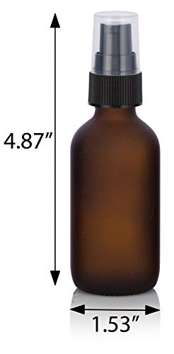 Refillable 2 oz Amber Glass Boston Round Bottles with Pump - 12 Pack