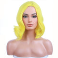 Yellow Short Curly Wavy Wig for Women Girls - Heat Resistant Synthetic Costume Cosplay
