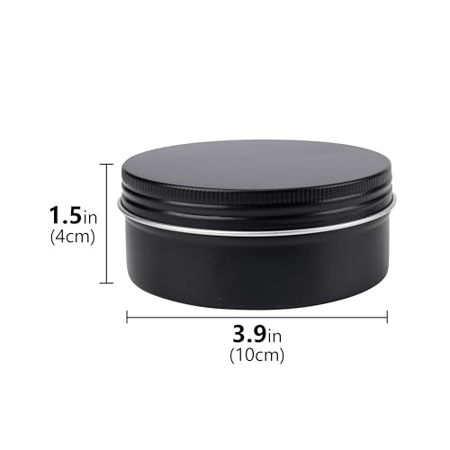 Linkidea Aluminum Shaving Soap Screw Top Tin with Cover, Shaving Soap Storage Replacement Case, Shaving Soap Box for Travel (Black)