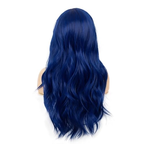 Blue Long Curly Wavy Synthetic Wig for Women - Heat Resistant Costume & Cosplay