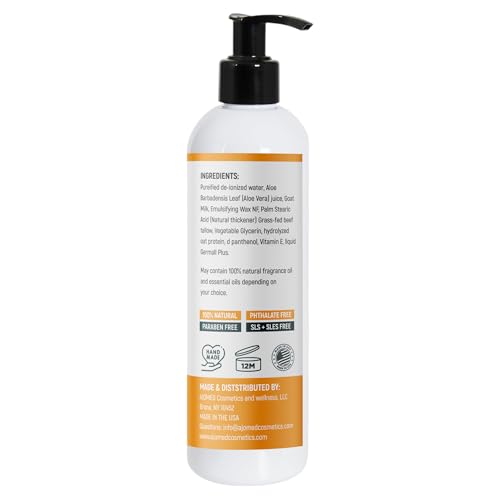 Unscented Tallow & Goat Milk Body Lotion - Organic Moisturizer 12 OZ