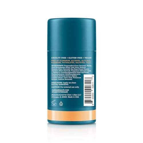 Oars + Alps Aluminum Free Men's Deodorant Clear No Residue Mandarin Woods 2pk