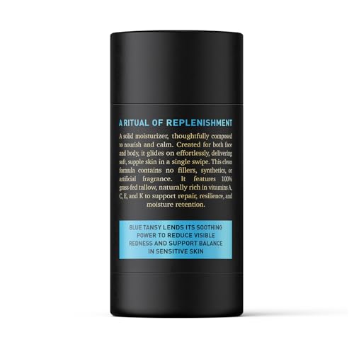 Moisturizing Solid Balm for Face & Body - Grass-Fed Tallow & Blue Tansy - 2.5 oz