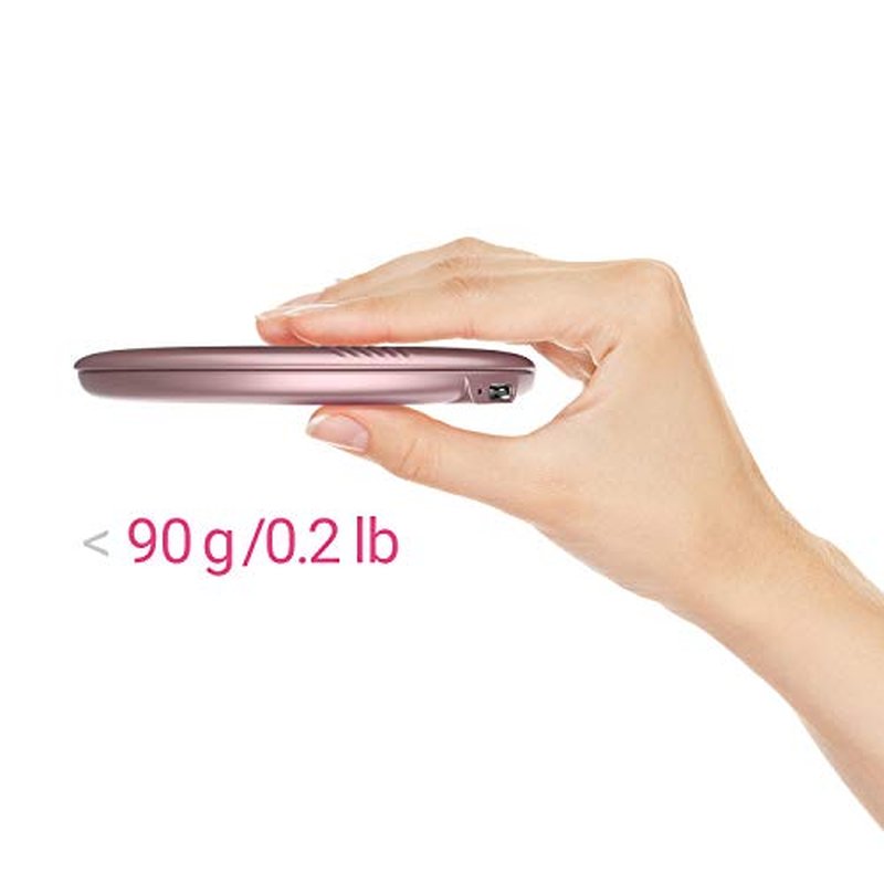 EASEHOLD Compact LED Magnifying Travel Makeup Mirror, 4 inch 1X/3X Magnification Portable Small Hand Pocket Mirror, Dimmable Double Sided USB Rechargeable Touch Screen (Rose Gold)