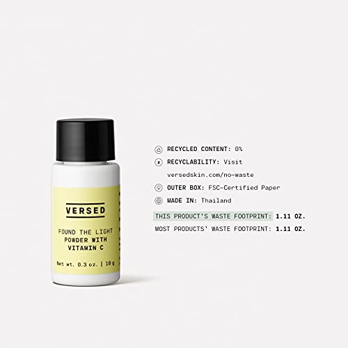 Versed Found The Light Vitamin C Powder - Anti-Aging Renewing Face Serum Powder - Mix with Serum, Gel, or Lotion as Dark Spot Corrector - Vegan (0.3 oz)
