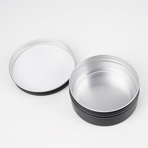 Linkidea Aluminum Shaving Soap Screw Top Tin with Cover, Shaving Soap Storage Replacement Case, Shaving Soap Box for Travel (Black)