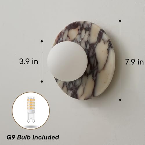 7.9 Inch Natural Marble Wall Sconce - 1-Light Modern Alabaster Lamp - Variation of THIS listing