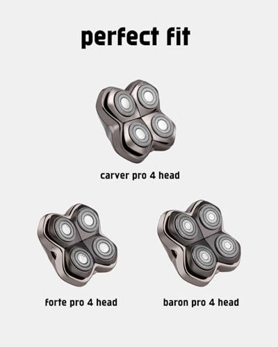 16 Pack Skull Shaver Replacement Heads for Pitbull Gold & Silver PRO - Premium Quality