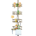 HAMITOR Tan Khaki Corner Tension Shower Caddy No-Drill Bathroom Shelf