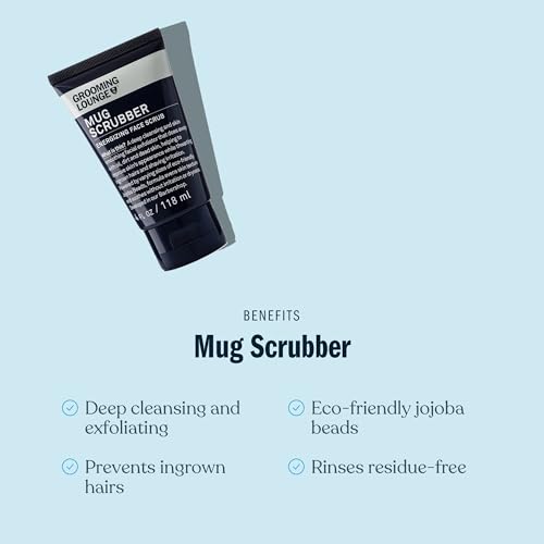 Grooming Lounge Mug Scrubber Face Scrub - Provides Safe and Gentle Exfoliation - Extracts Dug in Dirt and Oil - Uproots Ingrown Hairs - Improves Skin Softness and Appearance - Cruelty Free - 4 oz