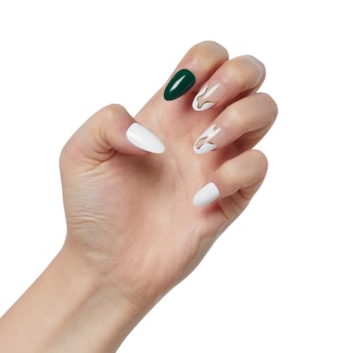 KISS Impress Press-On Manicure Fake Nails, In My Head - Medium Length, Almond Shape, Polish-Free Solid Color Mani, Includes Prep Pad, Mini File, Manicure Stick, and 30 Fake Nails