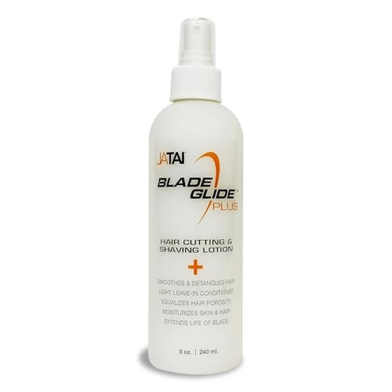 JATAI - Blade Glide Plus - Hair Cutting and Shave Lotion - Moisturizes Skin & Hair - Equalizes Hair Porosity - Extends Life of Blade - With Silicone, Pro Vitamin B5 & Purified Water - 8 Oz