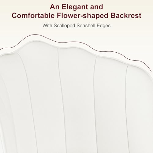 Velvet Dining Chairs Set of 2 - White Modern Upholstered Kitchen Chairs