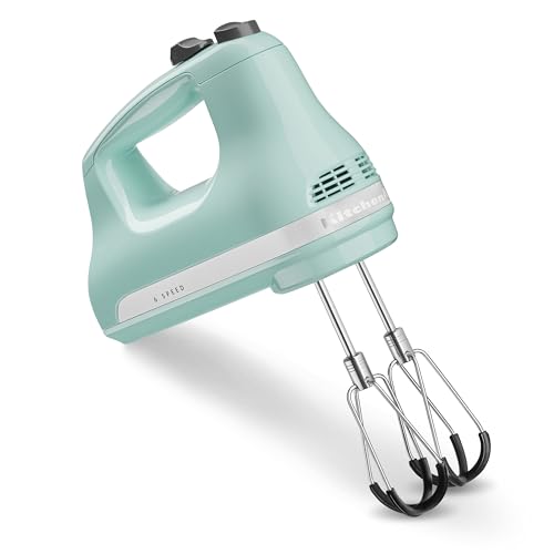 KitchenAid 6-Speed Hand Mixer with Flex Edge Beaters - Ice Blue, Model KHM6118