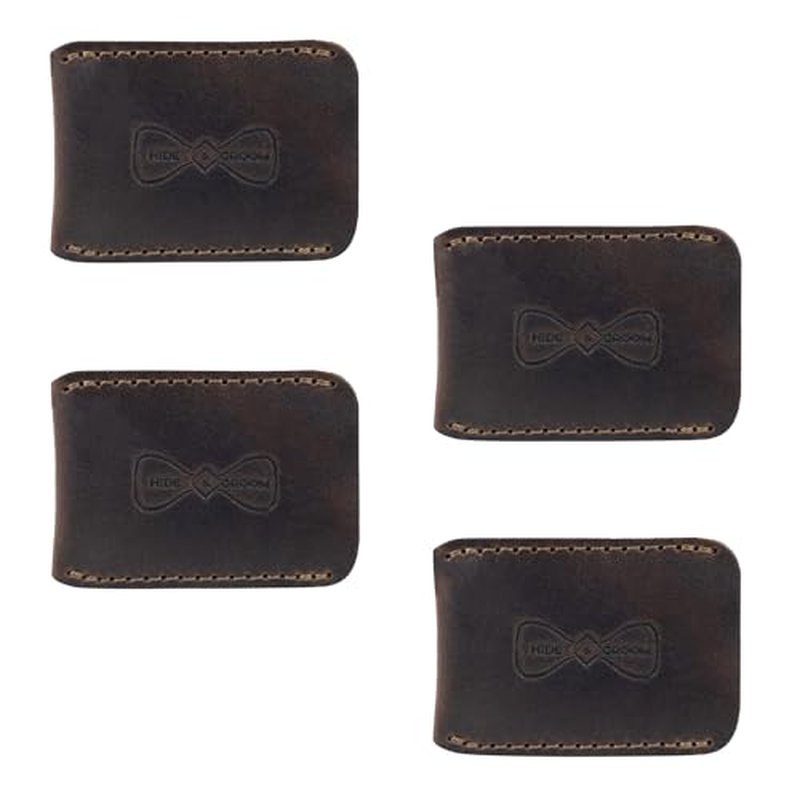 Hide & Groom, Set of 4 Double Edge Safety Razor Head Protective Sheath for Groomsmen, Shaving Travel Cover, Full Grain Leather, Handmade, Bourbon Brown