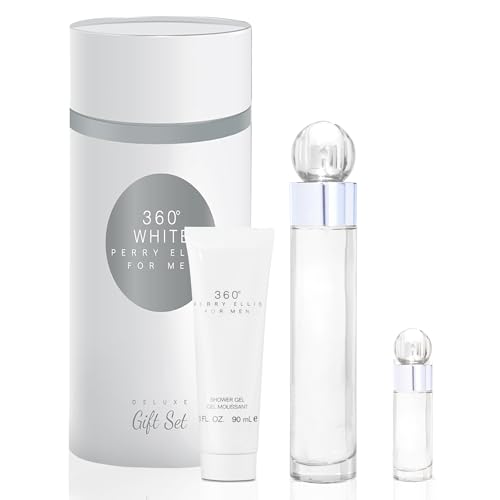 Perry Ellis 360° White Men’s Gift Set with Eau De Toilette Spray 13.9 Fl Oz - Variation 2/3-Pack