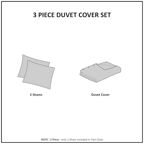 Madison Park Viola King Duvet Cover Set in Taupe - Tufted Cotton Damask Bedding