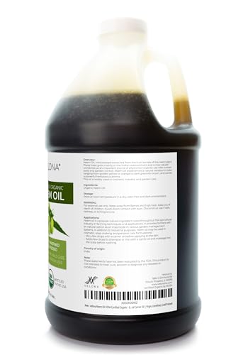 Velona USDA Organic Neem Oil - 64oz Cold Pressed Virgin Unrefined Organic Neem Oil