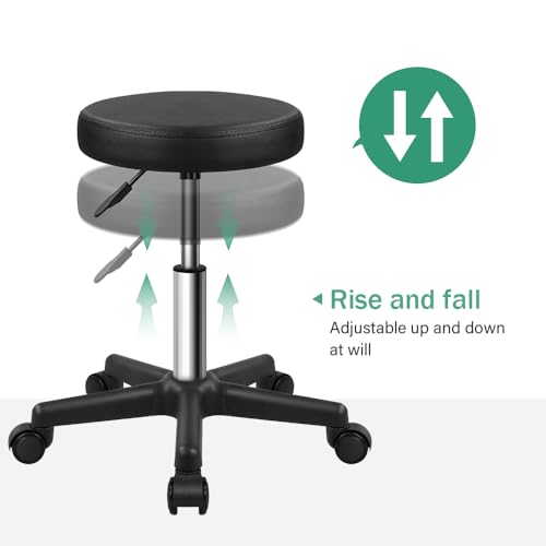 FURWOO Adjustable Rolling Stool for Spa Salon Massage Black