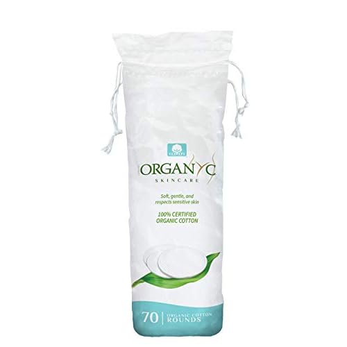 Organyc 100% Certified Organic Cotton Makeup Pads ? Natural Unbleached Makeup Remover Rounds (70 Count)