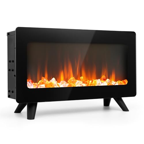 16-Inch Freestanding Electric Fireplace Heater with Realistic 3D Flames
