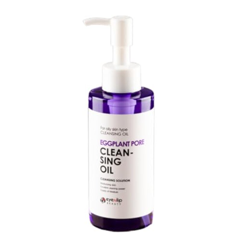 Eggplant Pore Cleansing Oil 5.07?fl?oz - Lightweight Oil Cleanser with Jojoba, Olive & Macadamia Oils to Dissolve Makeup and Balance Oily Skin, Korean Skincare