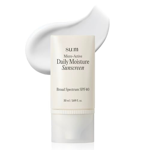 SU:M Micro-Active Daily Moisture Sunscreen SPF40 - Fragrance-Free, Hydrating Face Sun Cream for Sensitive Skin