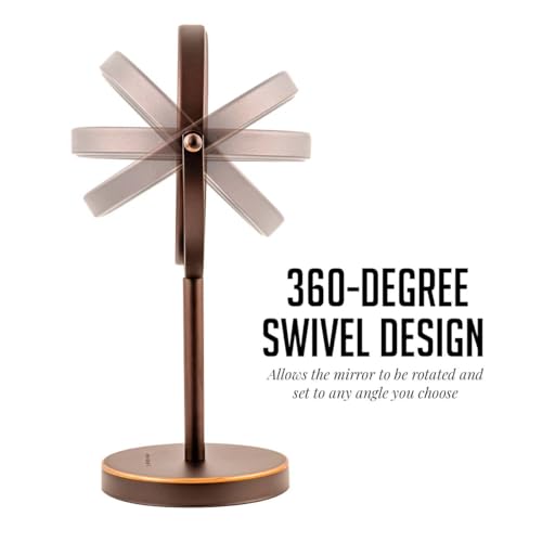 OVENTE 6'' Tabletop Makeup Mirror with 1X/7X Magnification, 360¡Æ Swivel Design, Double-Sided Free-Standing Vanity Mirror Perfect for Dresser, Bedroom and Office Desk, Antique Bronze MNLT60ABZ1X7X
