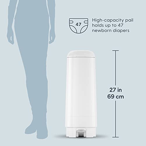Diaper Genie Signature Pail White + Long-Lasting Refill - Odor Control