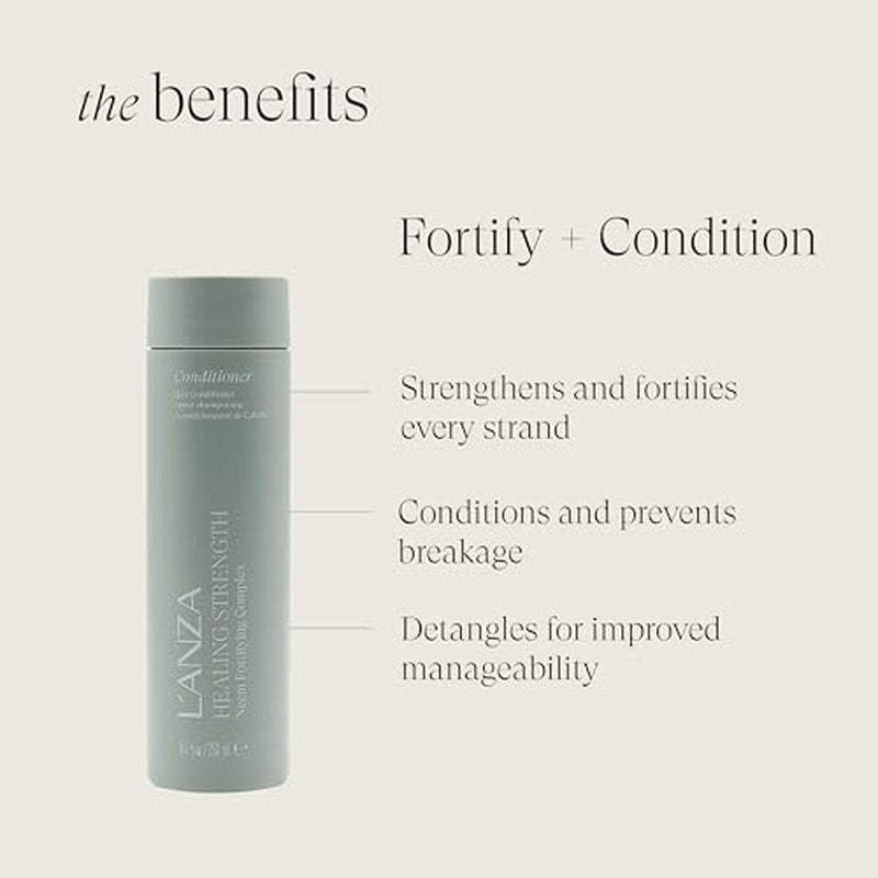 L'ANZA Healing Strength Conditioner, Anti Aging Daily Conditioner, Strengthens & Repairs Damaged Hair, Moisturizes, Detangles, Adds Shine, Color Safe, Anti-Humidity, Sulfate Free