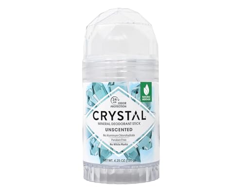 Crystal Essence Unscented Mineral Deodorant Stick Pack of 12 - 24-Hour Odor Protection, Aluminum & Paraben Free