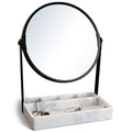 Vanity Mirror With Marble Tray, Two-Sided 6 Inches 1X/3X Magnification Makeup Mirror With Stand, Table Mirror