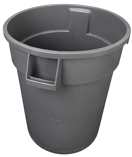 Heavy Duty 32 Gallon Round Trash Can Set - Outdoor Waste Baskets, Grey, Pack of 2