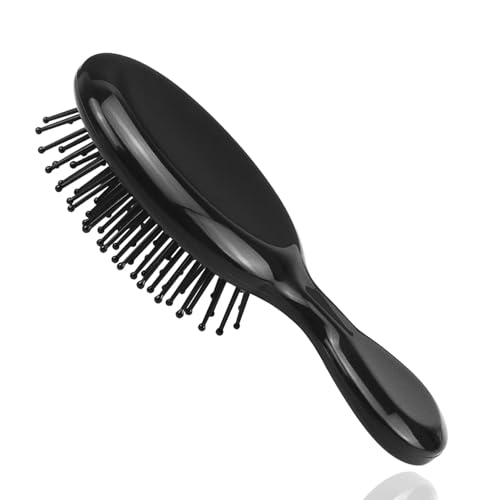 Bright Black 100 Pack Mini Boar Bristle Hair Brushes Bulk for Detangling & Styling - Travel Friendly