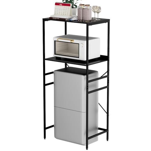 Black 2-Tier Mini Fridge Shelf Rack for Microwave & Kitchen Storage