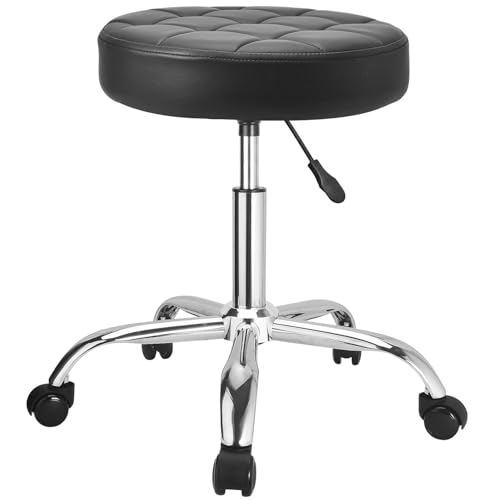 JOSTZHXIN Rolling Stool PU Leather Swivel Stools Height Adjustable, Drafting Work SPA Task Chair with Wheels, Home Office Salon Stool Chair (Style 4)