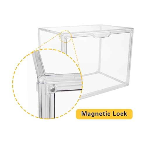 Large Clear Stackable Plastic Storage Bins with Door, Dustproof Figures Collectibles Display Case, Football & Motorcycle Helmet Showcase, Basketball, Memorabilia Organizer Box (XL, Count, 1)