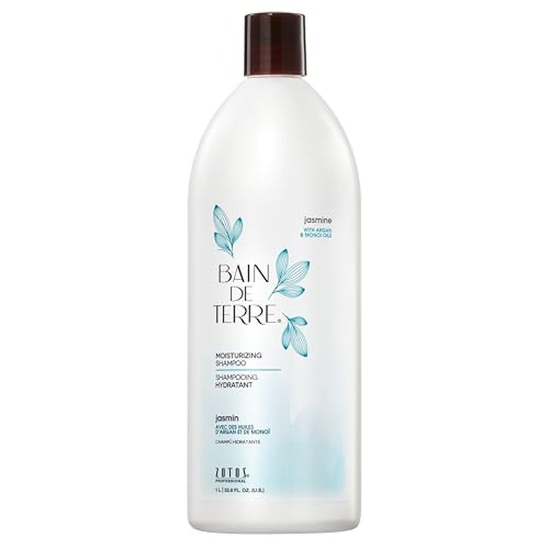 Bain de Terre Jasmine Moisturizing Shampoo, Luxurious Hydration for Dry Hair with Argan & Monoi Oils, Paraben-Free, Color-Safe, Vegan