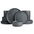 Famiware Matte Dark Charcoal Star Dinnerware Set - 18 Piece Stoneware for 6
